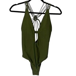 Olive Green Strappy One-Piece Swimsuit NWOT